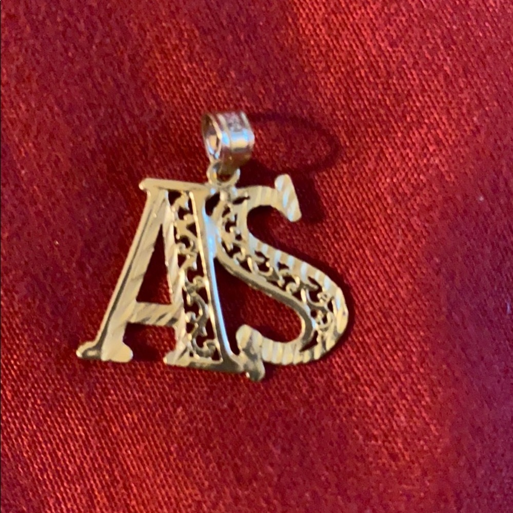 14K REAL GOLD  “AS” Initial Pendant